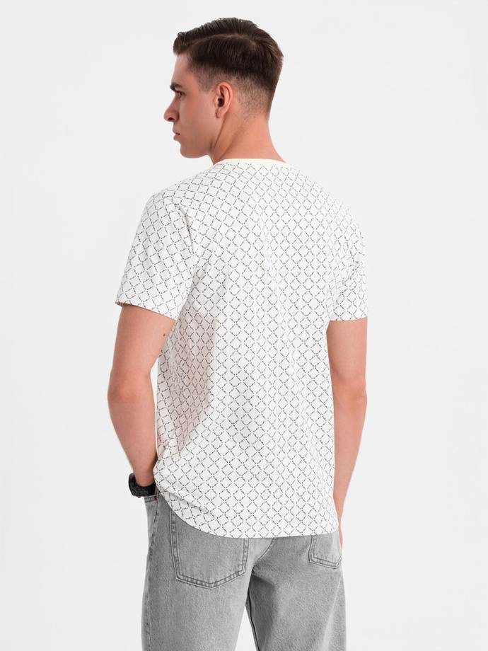 Men's full print knit shirt - white V3 OM-TSFP-0250