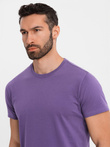 Męski klasyczny bawełniany T-shirt BASIC - fioletowy V13 OM-TSBS-0236