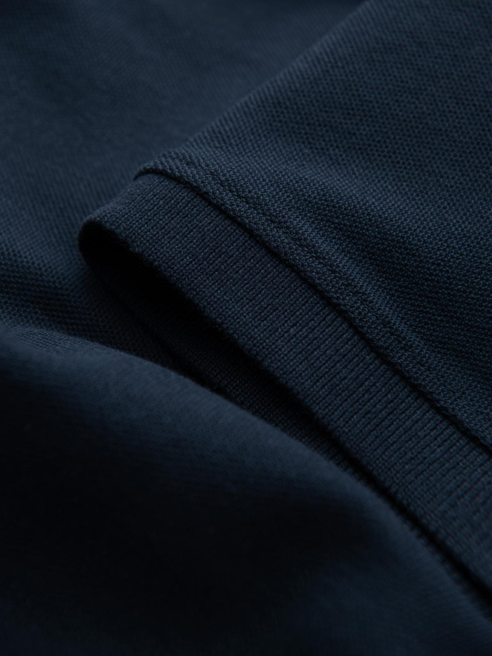 BASIC men's single color pique knit polo shirt - navy blue V2 OM-POBS-0100
