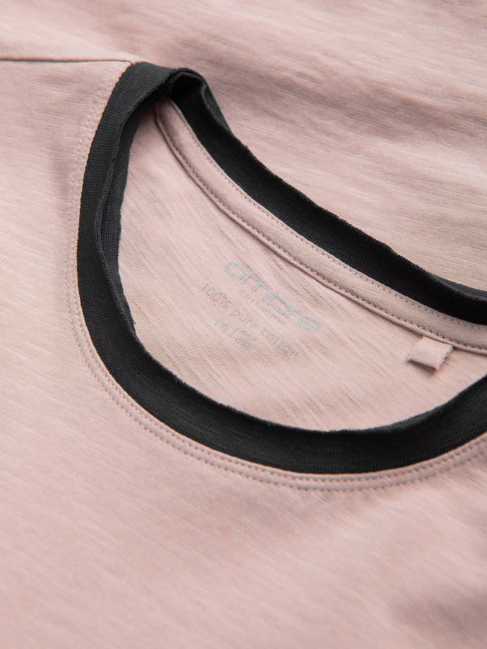 Men's t-shirt with raw finish - pink V5 OM-TSCT-22SS-004