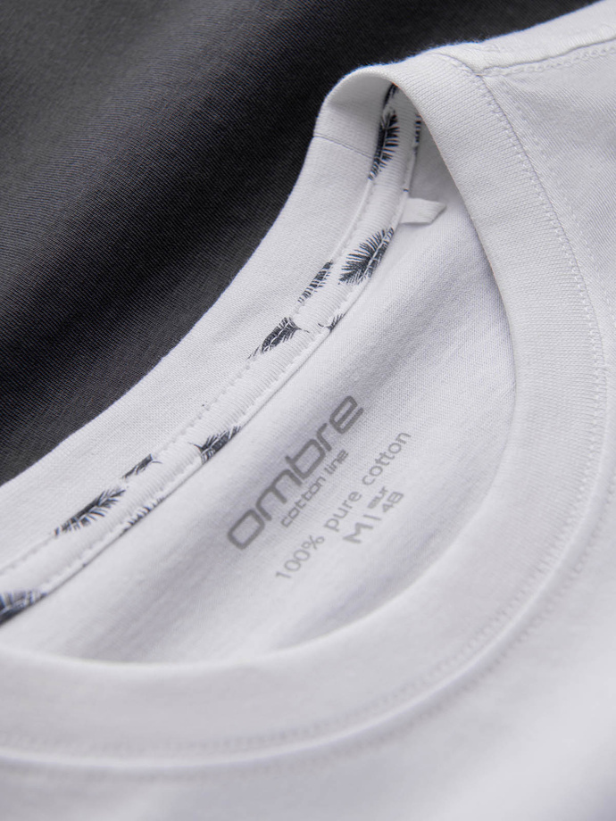 Men's two-tone t-shirt with palm leaf print - graphite V2 OM-TSPT-0177