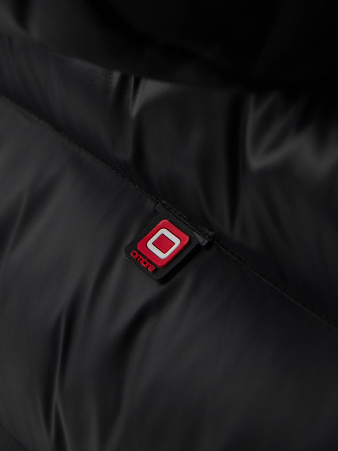 Nowoczesna pikowana kurtka męska z łączonych materiałów – czarna V1 OM-JAHP-0303