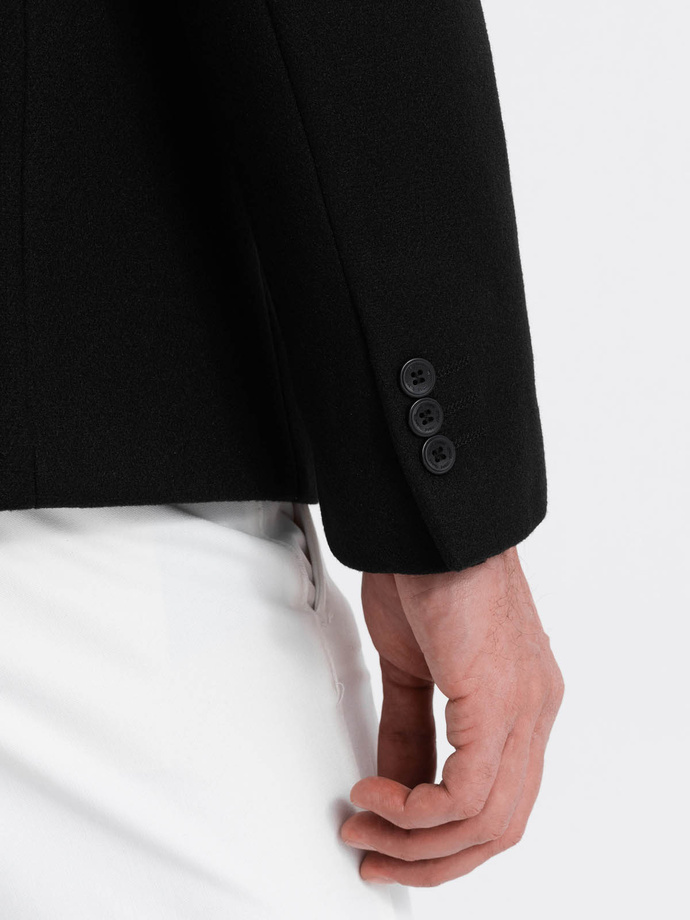 Marynarka męska casual z ozdobnymi guzikami na mankietach - czarna V3 OM-BLZB-0118