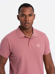Men's BASIC single color pique knit polo shirt - dark pink V7 OM-POBS-0100