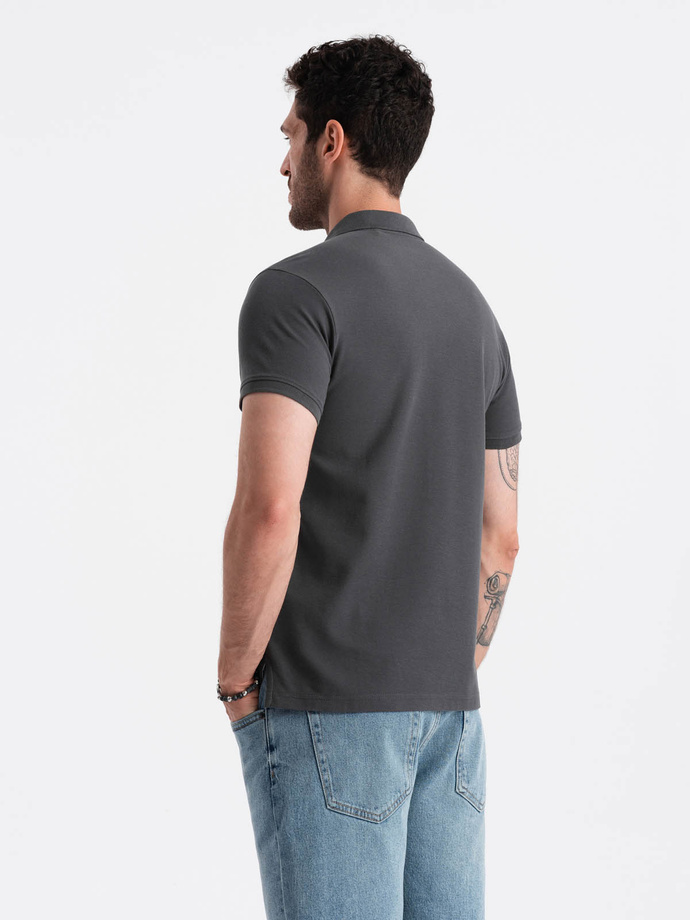 BASIC men's single color pique knit polo shirt - graphite V3 OM-POBS-0100