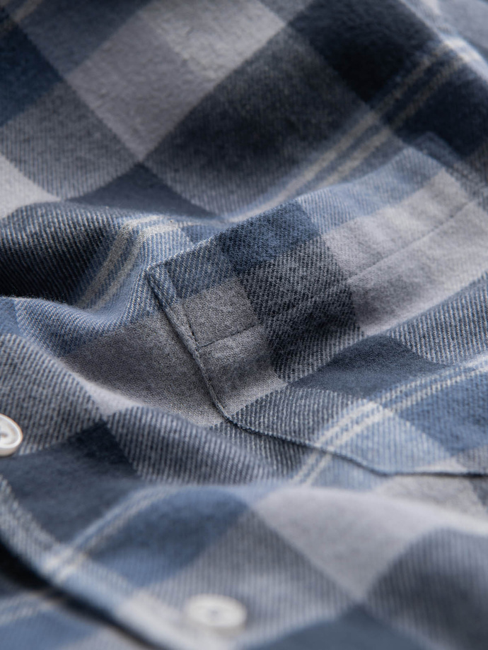 Flanelowa koszula męska w kratę - niebiesko-szara V1 OM-SHCS-0150