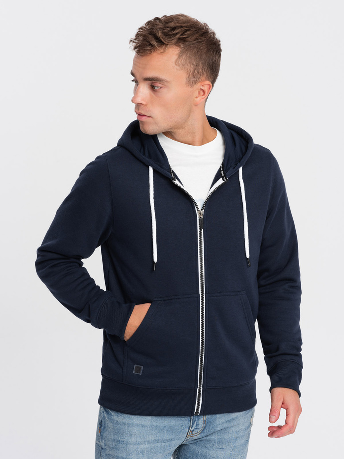 BASIC men's zip-up hoodie - navy blue V2 OM-SSBZ-0118