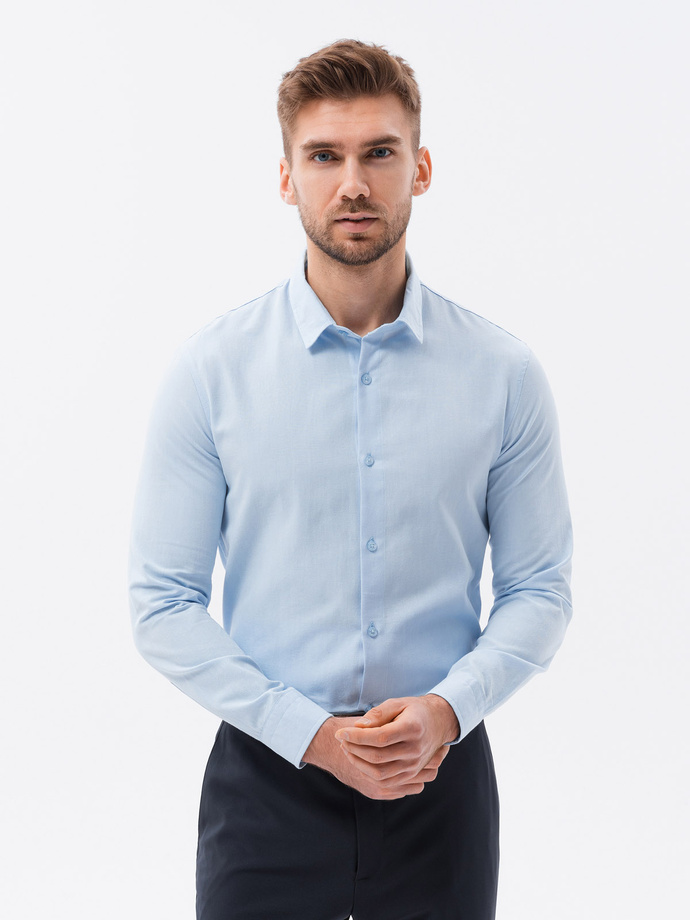 Men's shirt with long sleeves - light blue K642