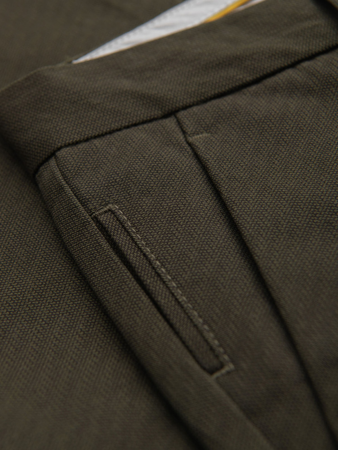 Men's REGULAR FIT chino pants with fine texture - dark green V4 OM-PACP-0184