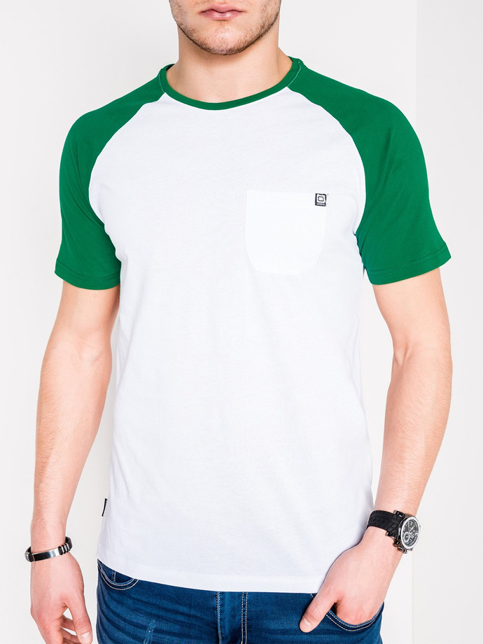 Men's plain t-shirt S1015 - white/green