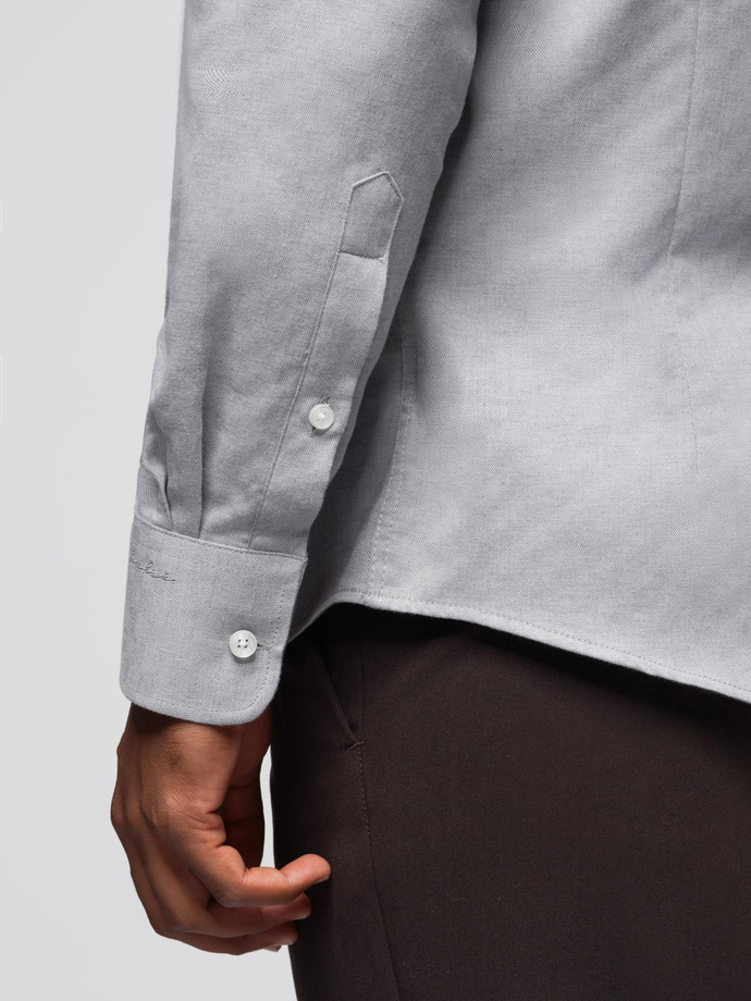 Męska koszula SLIM FIT z ozdobnej tkaniny – szara V2 OM-SHCS-0175