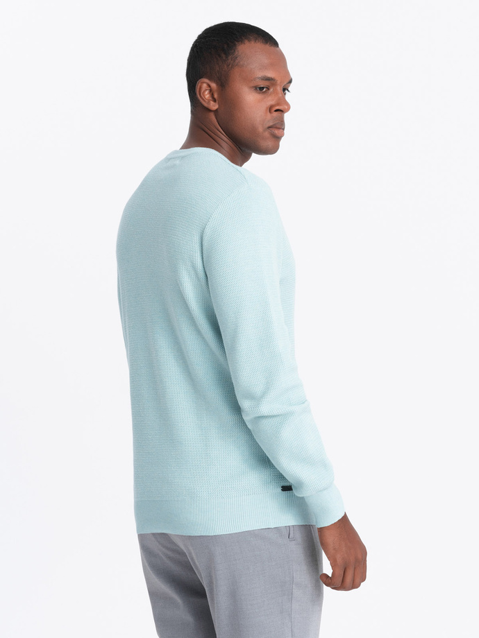 Men's mélange structured knit sweater - mint V1 OM-SWSW-0142
