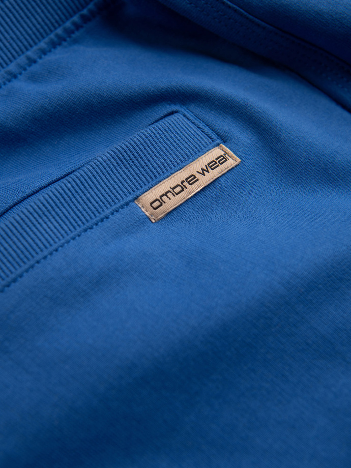 Szorty męskie dresowe z zaokrągloną nogawką - niebieskie V1 OM-SRSK-0105