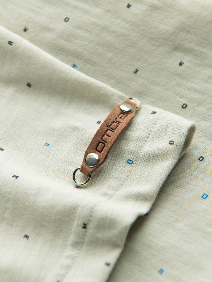 Men's full-print t-shirt with colorful letters - light green V5 OM-TSFP-0185