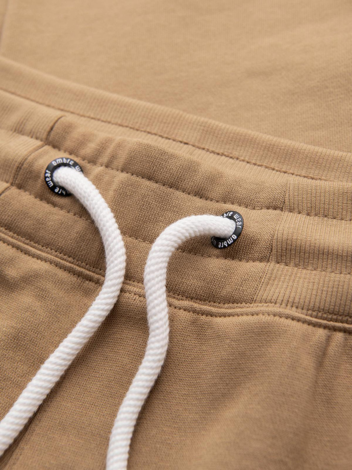 Męskie spodnie dresowe z nogawką bez ściągacza - brązowe V2 OM-PABS-0206