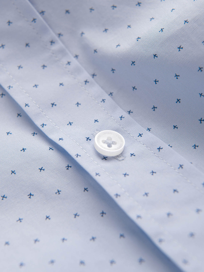 Classic men's cotton SLIM FIT shirt in micro pattern - blue V7 OM-SHCS-0156