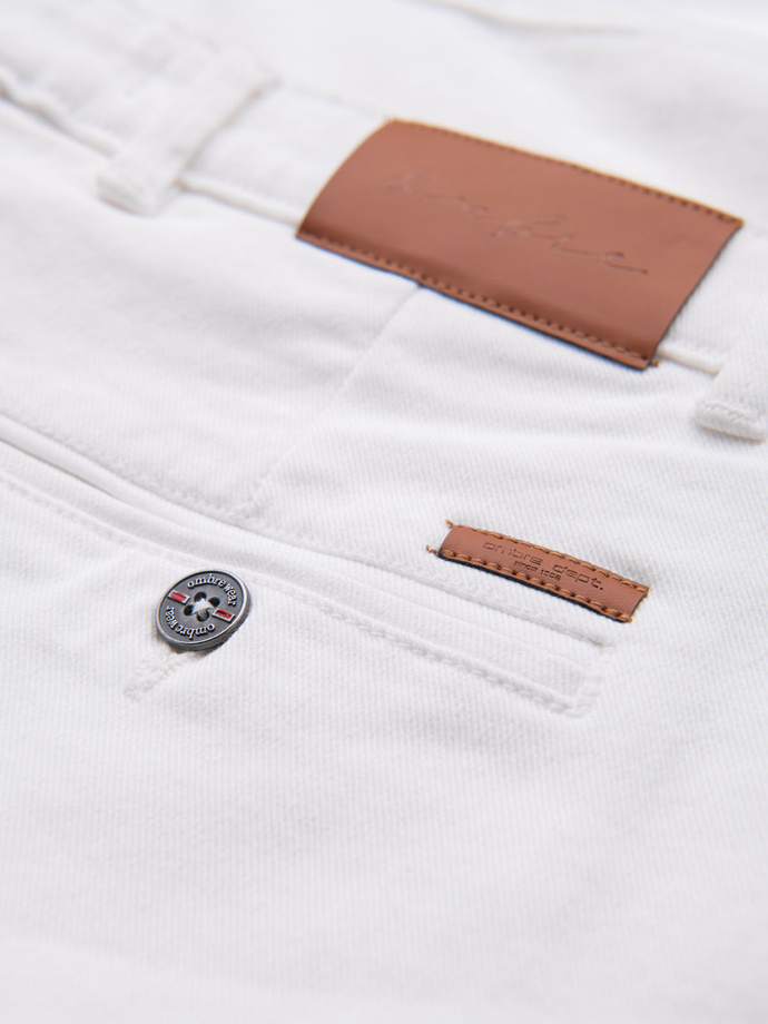 Męskie jeansowe klasyczne szorty z podwiniętą nogawką  – białe V1 OM-SRDS-0162