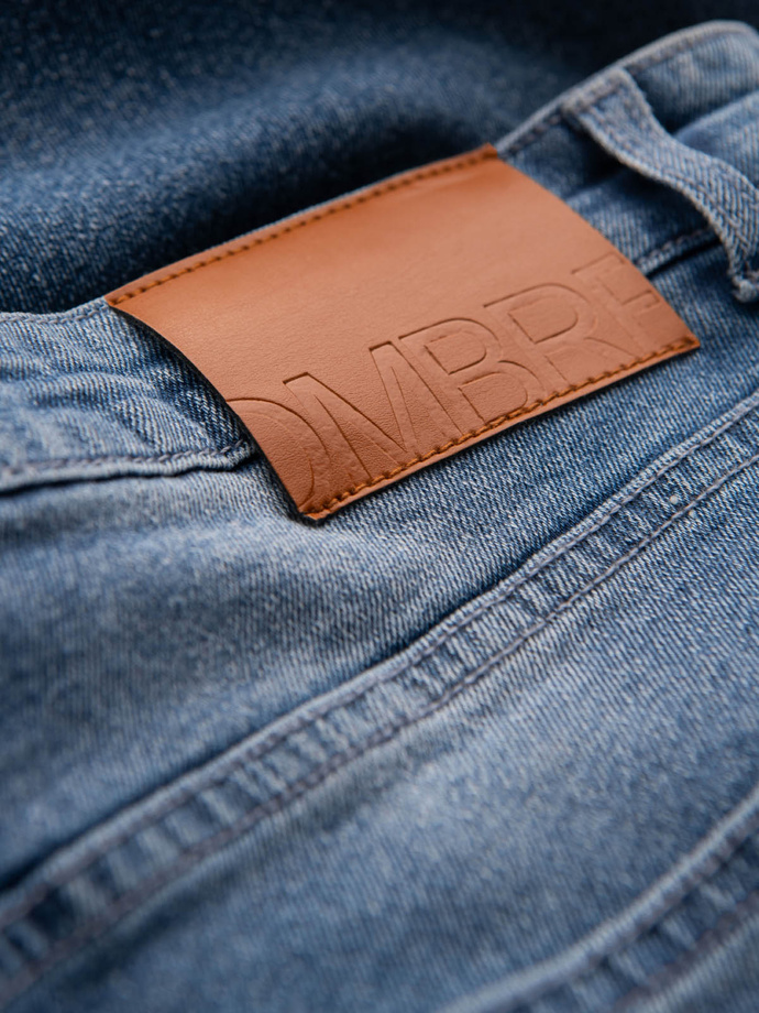 Men's CARROT FIT denim pants with subtle rubbing - blue V1 OM-PADP-0162