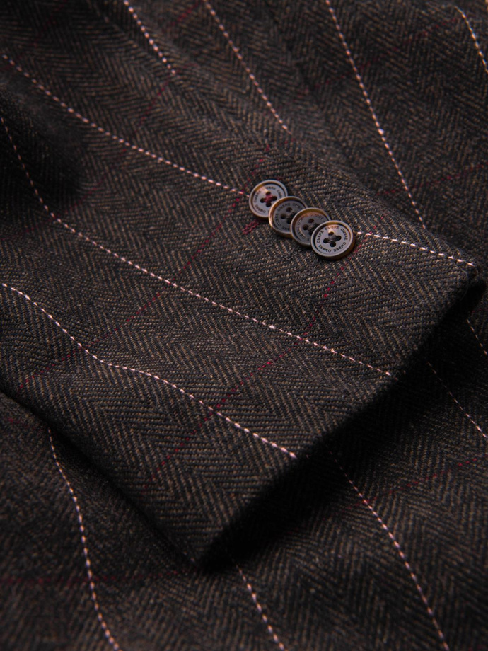 Men's elegant plaid blazer with wool blend - graphite V3 OM-BLZB-0137