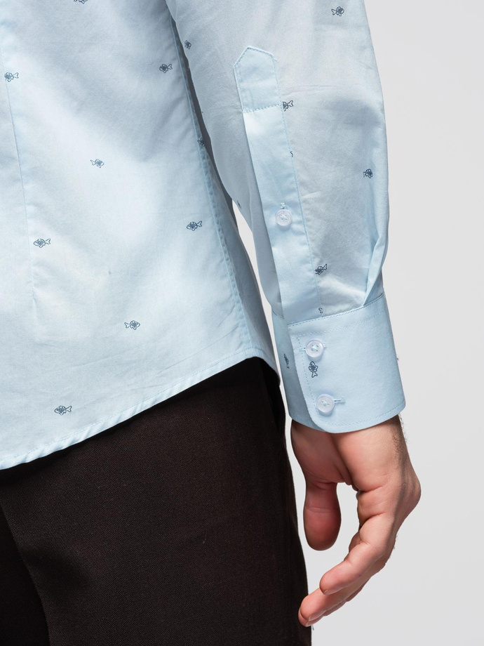 Klasyczna męska bawełniana koszula SLIM FIT w mikro wzór - biała V1 K696