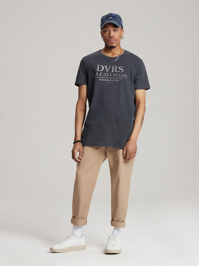 Men's printed T-shirt CALI SOL 02 S1817 - navy melange