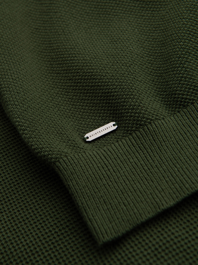 Men's cotton structured knit polo shirt - olive V1 OM-POSS-0117