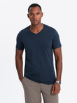Zestaw męskich koszulek bawełnianych V-neck BASIC – 3x granatowy V10 OM-TSBS-0233