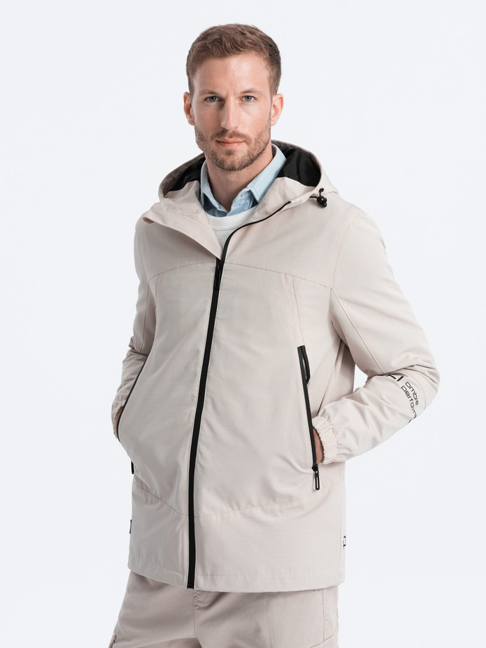 Men's transitional jacket with hood - brown V2 OM-JANP-0191