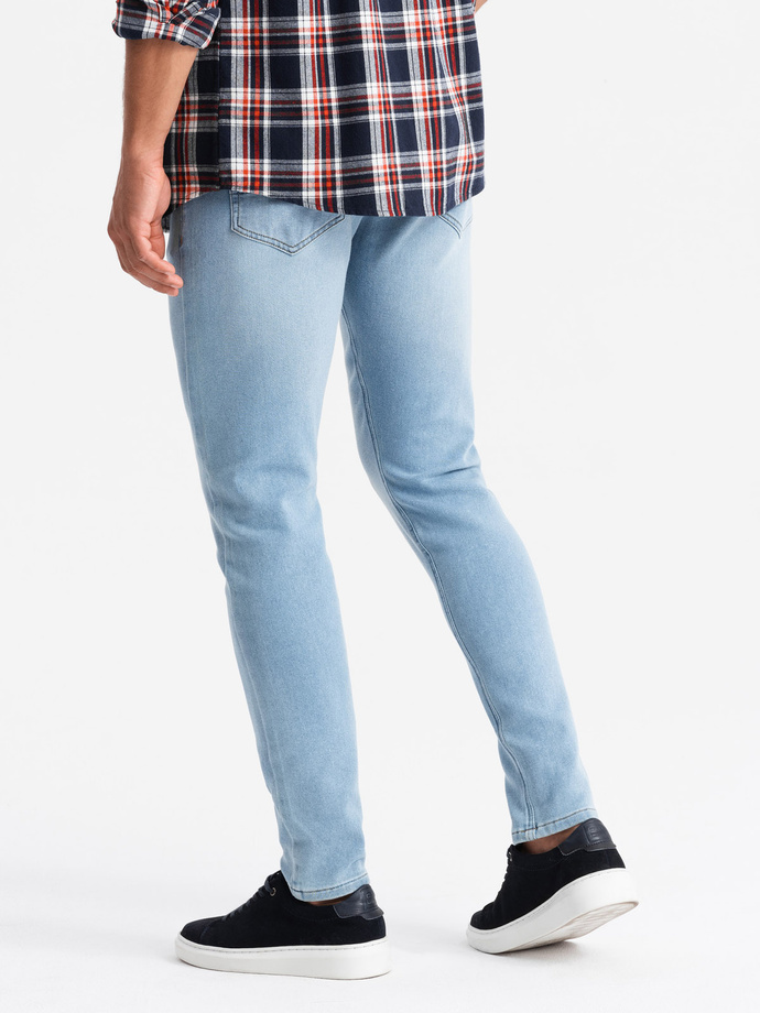 Men's tailored denim SLIM FIT pants with elastane - blue V3 OM-PADP-0214