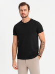 BASIC men's cotton t-shirt set with round neckline - black/white/maroon V6 OM-TSBS-0232