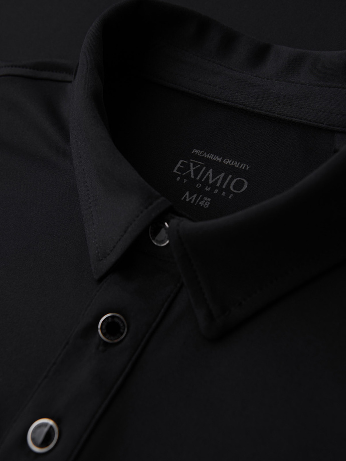 Stylish men's stretch fabric polo shirt - black V1 OM-POSS-0150