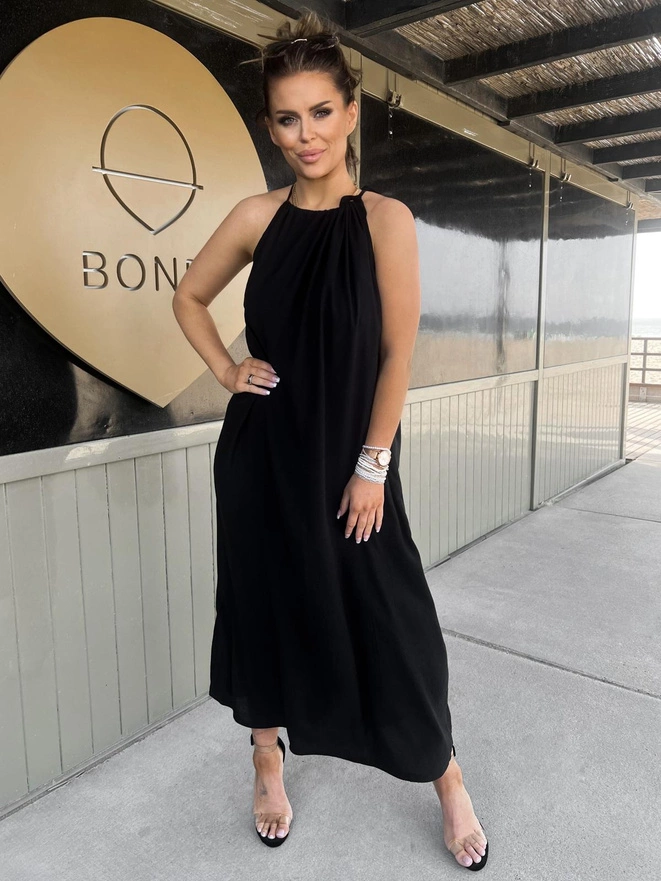 Linen maxi dress - DLR114 black