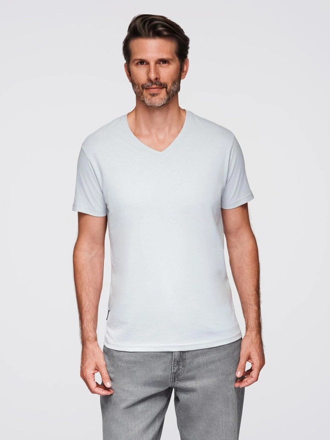 BASIC men's classic cotton tee-shirt with a crew neckline - light grey V23 OM-TSBS-0237