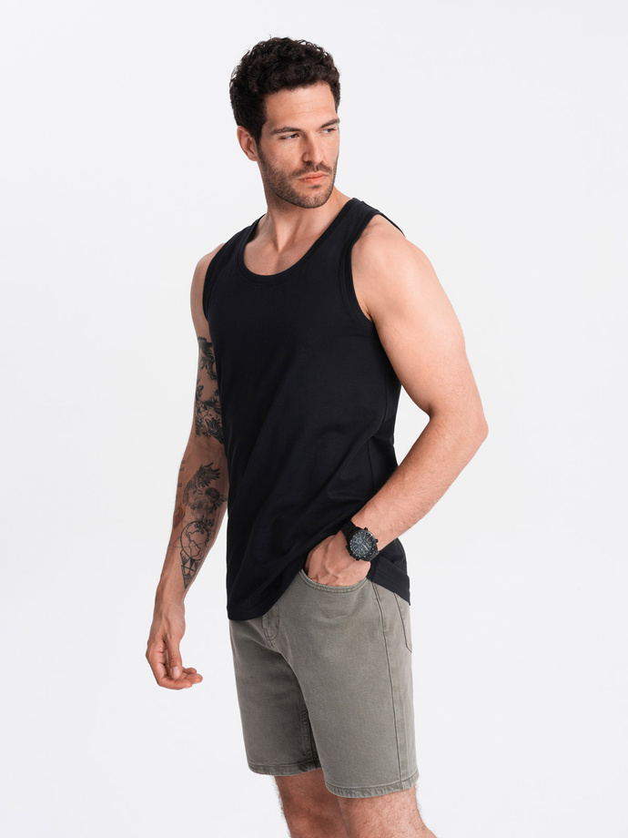 Men's BASIC cotton tank top - black V3 OM-TSBT-0192