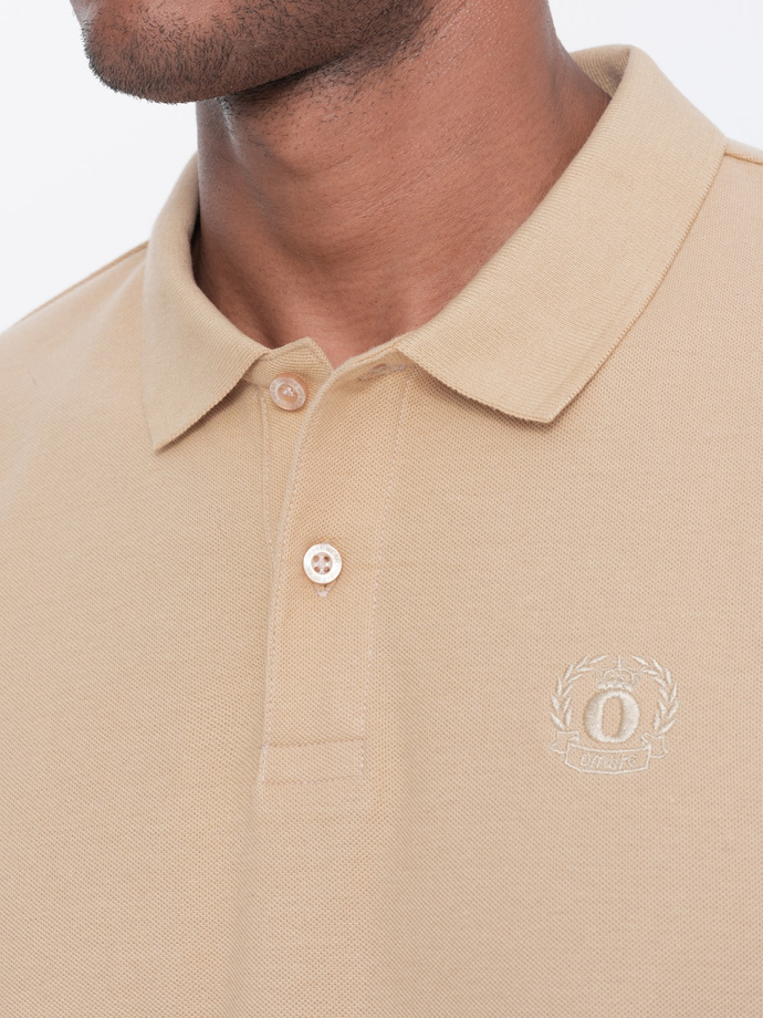 Men's classic cotton polo shirt - beige S1374