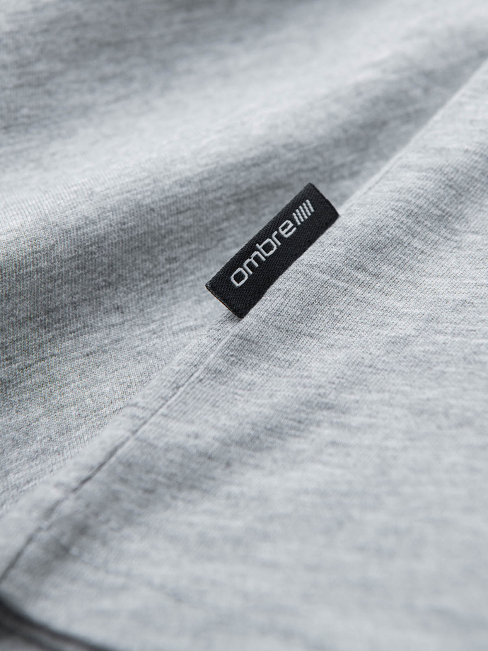 BASIC men's classic cotton tee-shirt with a crew neckline - grey melange V16 OM-TSBS-0145