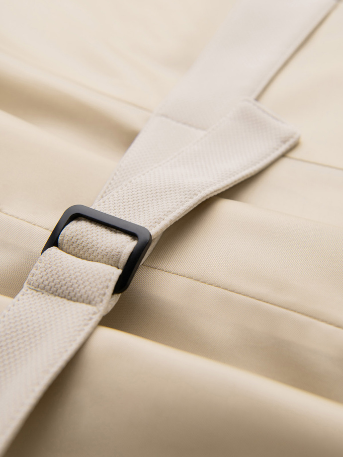 Fitted elegant men's vest with elastane and lapels - beige V2 OM-BLZV-0145