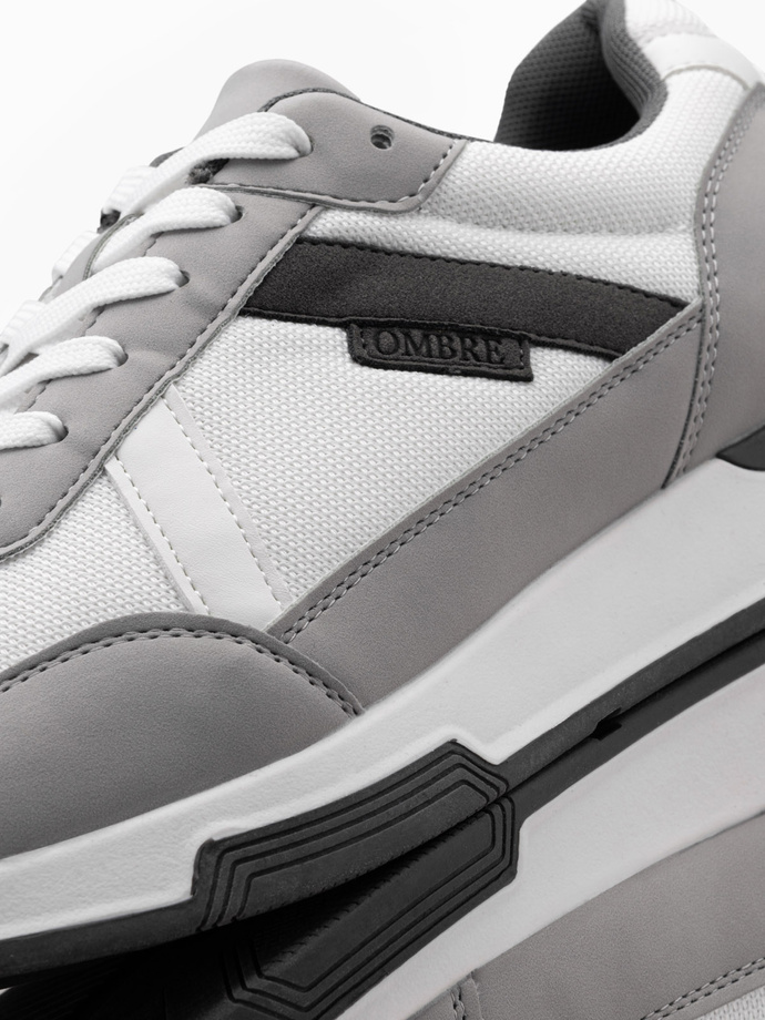 Męskie buty sneakersy z siateczką mesh - szare V2 OM-FOSL-0153