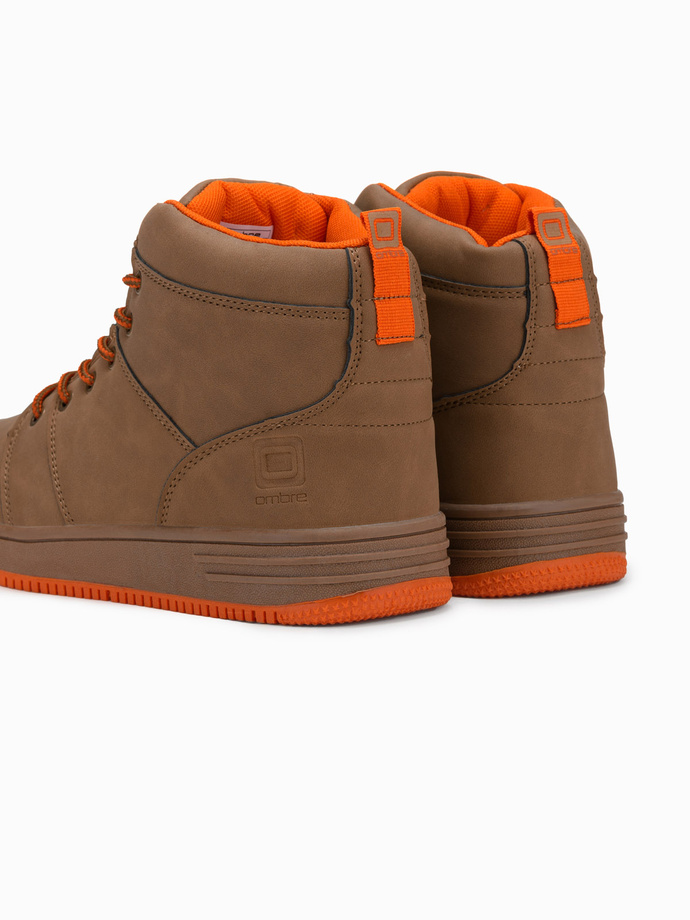 Buty męskie ocieplane sneakersy za kostkę - camel V5 OM-FOSH-0123