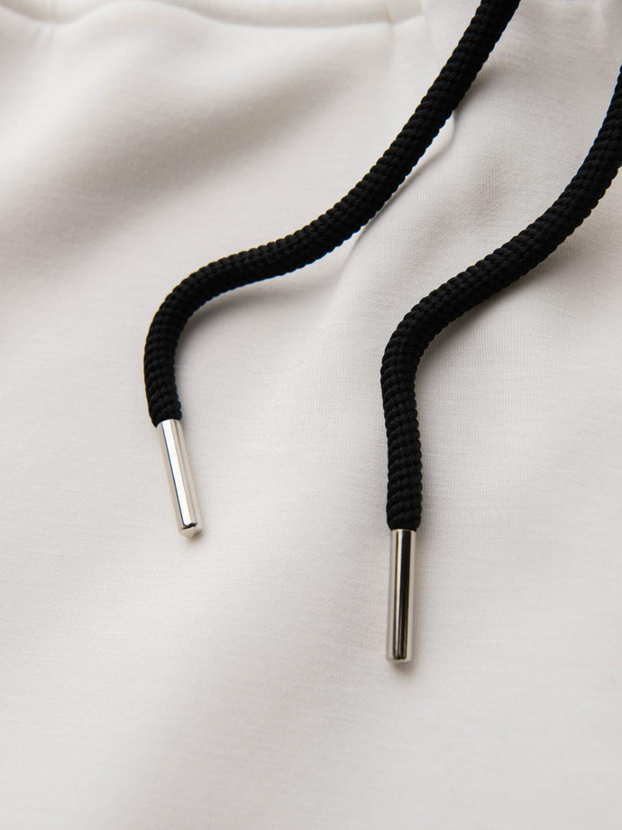 Men's sweatpants with ribbed legs and rubber print - white V2 OM-PASK-0223