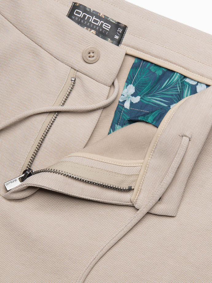 Men's shorts made of two-tone melange knit fabric - sand V3 OM-SRCS-0127