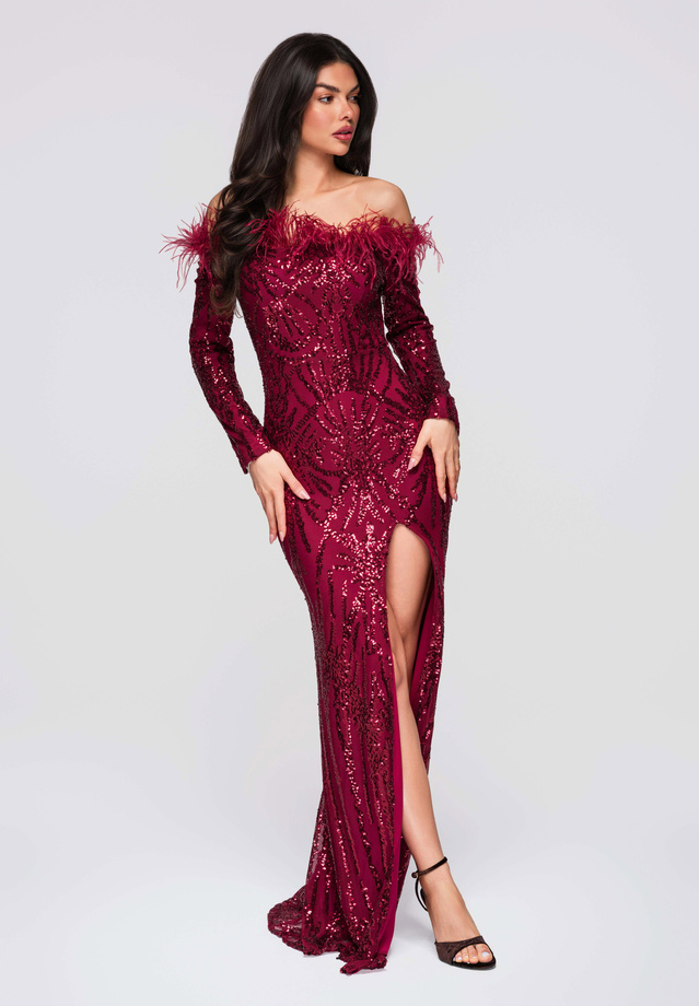 Evening dress LA-OM-DLR286 - burgundy
