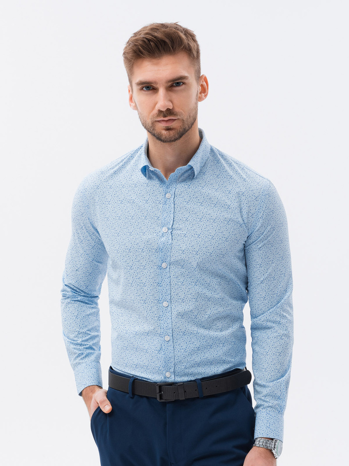 Men's shirt with long sleeves - light blue K634