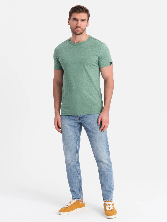 T-shirt męski z ozdobnym efektem confetti - zielony V4 OM-TSCT-0178