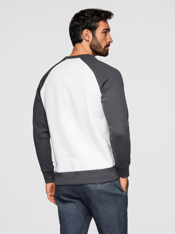 Men's contrast sweatshirt with reglan sleeves - cream and graphite V1 OM-SSNZ-0239