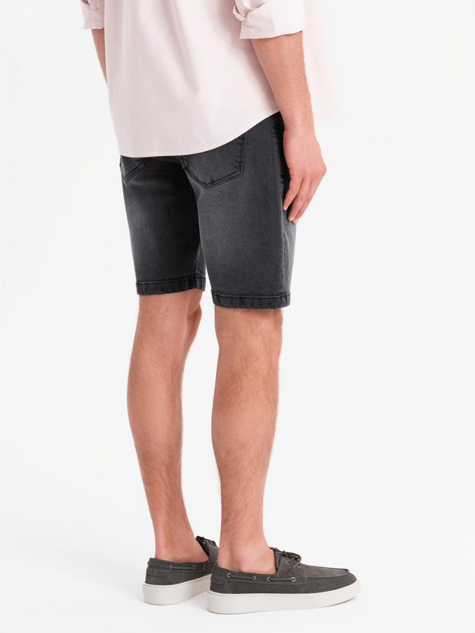 Men's classic cut denim shorts - black V4 OM-SRDS-0171