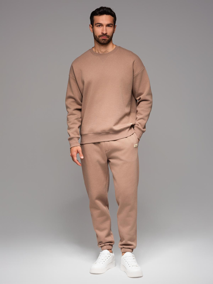 Classic unisex sweatpants with ribbed cuffs - brown V16 OU-PSBC-0100