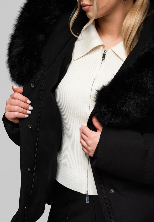 Women's insulated jacket with fur OW-JALP-0103 v2 - black
