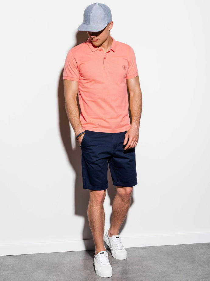 Men's plain polo shirt S1048 - coral