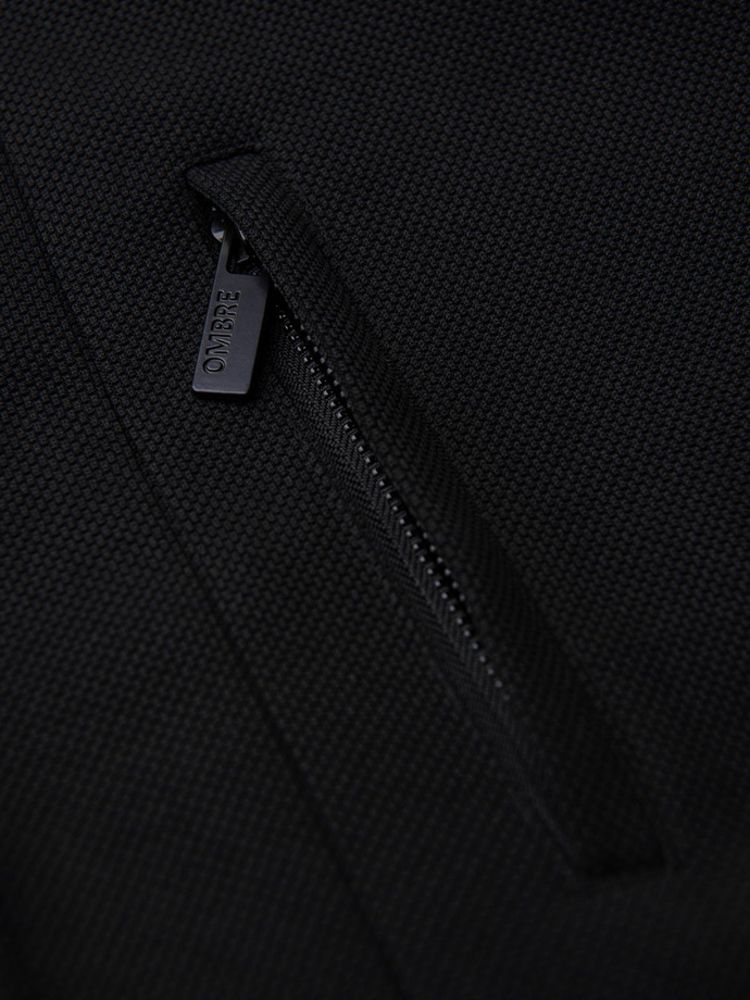 Fitted structured men's high collar coat - black V1 OM-COWC-0136